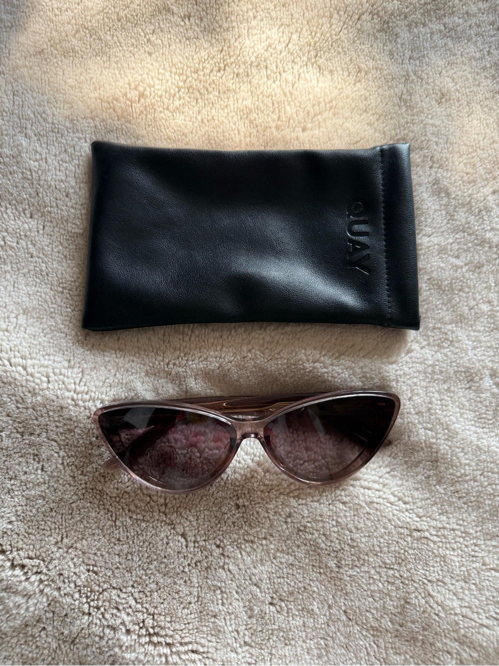 Quay Australia Cat Eye Sunglasses - Tempted Brown rose tone Translucent Frame - Picture 2 of 7